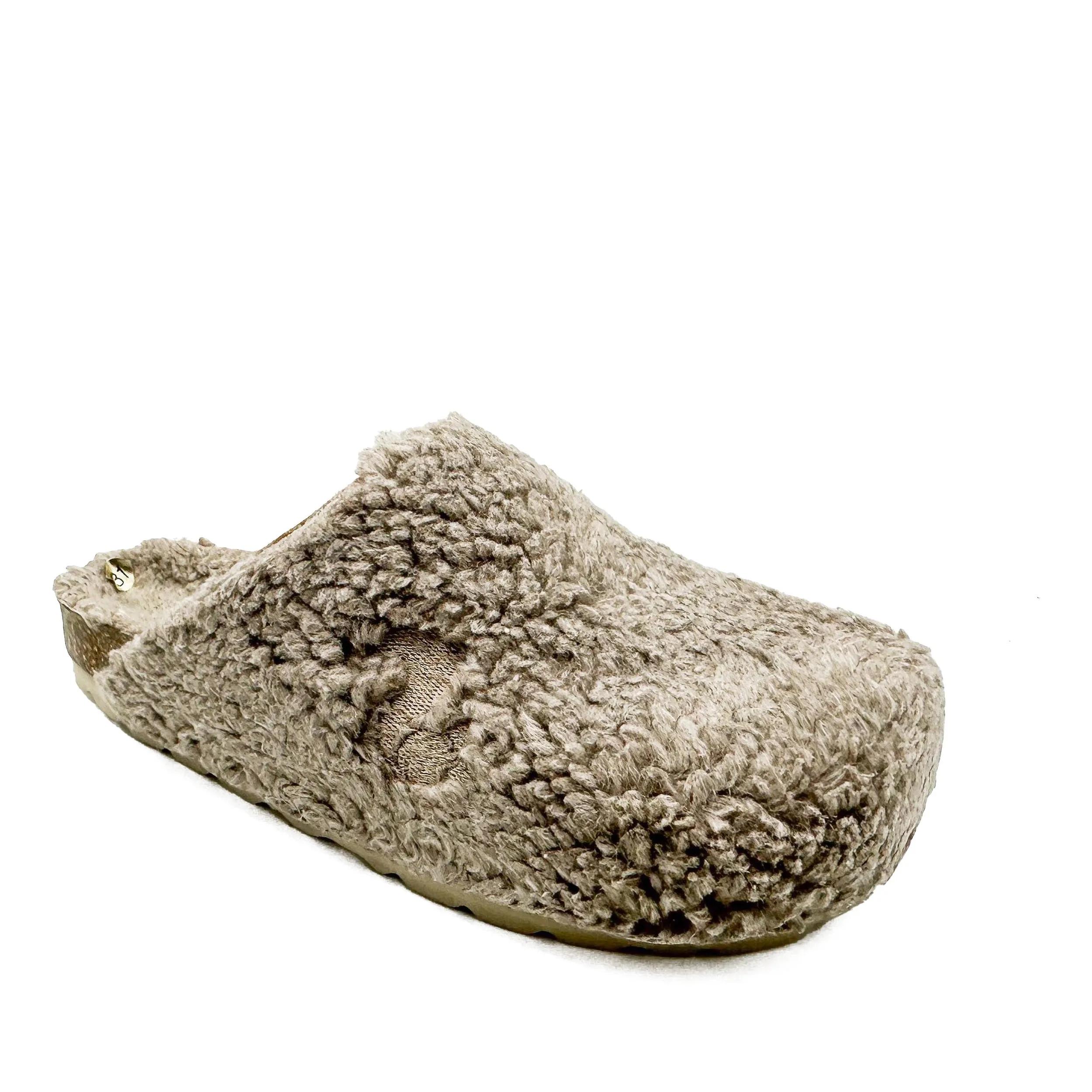 thies Sneakers - thies 1856 ® Kids Organic Teddy Clog taupe (K) - Gr. 32 - in Beige - für Damen