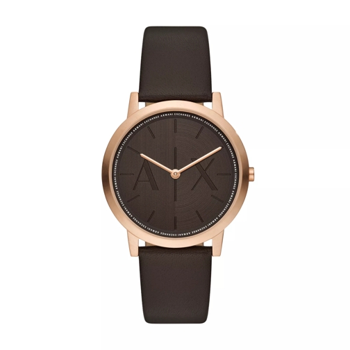 Armani Exchange Two-Hand Leather Watch Brown Quartz Watch