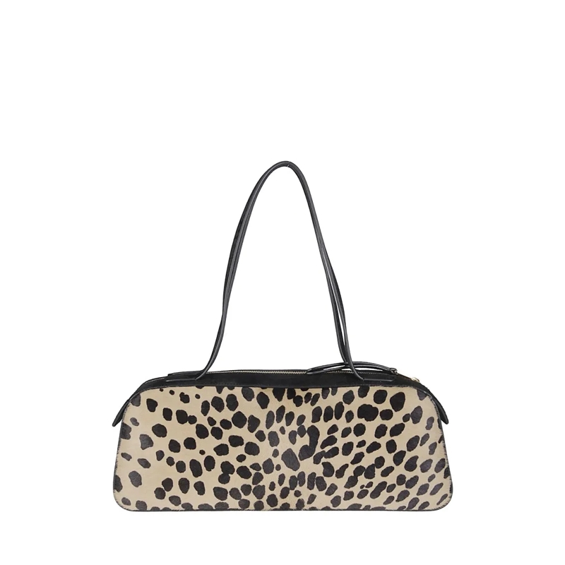 Khaite Schultertasche Baguette-Shaped Shoulder Bag With Spotted Calfskin Brown