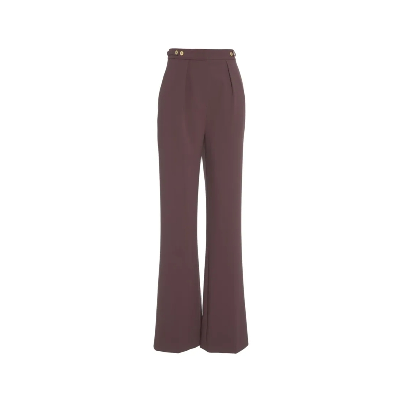Elisabetta Franchi  High-Waisted Wide-Leg Trousers With Front Pleats Brown