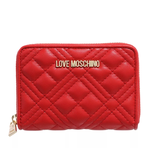 Love Moschino Portaf.Quilted Pu Rosso Rosso Portemonnaie mit Zip-Around-Reißverschluss