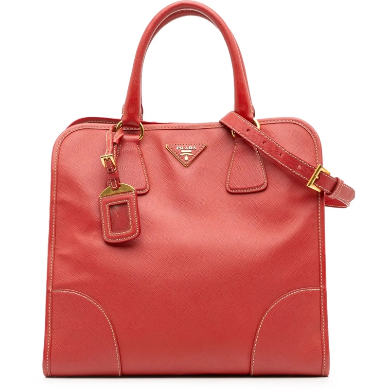 Prada Schultertasche Saffiano Lux Shopping Tote rot