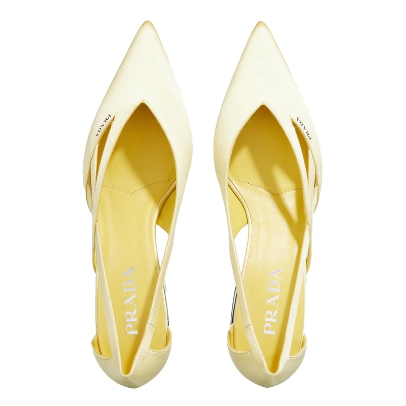 Prada Pumps Satin Pumps With Cut Out Limone(Image 6)