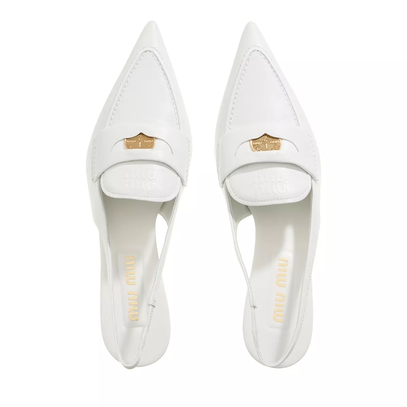 Miu Miu Mules Leather Penny Loafers With Heel White(Image 4)