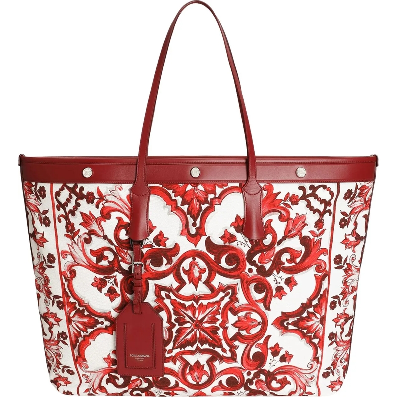 Dolce&Gabbana Shopper Shopping Bag con Stampa Ornamentale rot