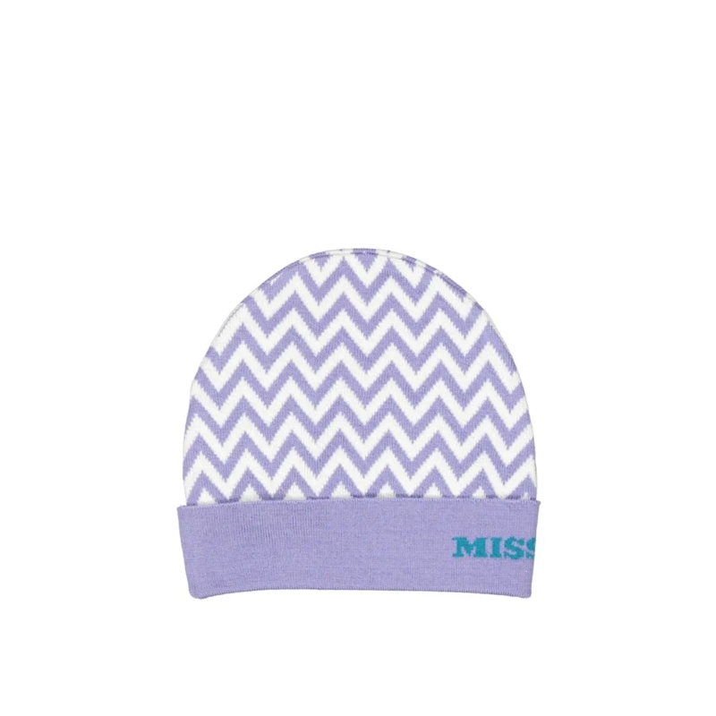 Missoni Hoed Zigzag Pattern Wool Hat With Embroidered Logo Blue