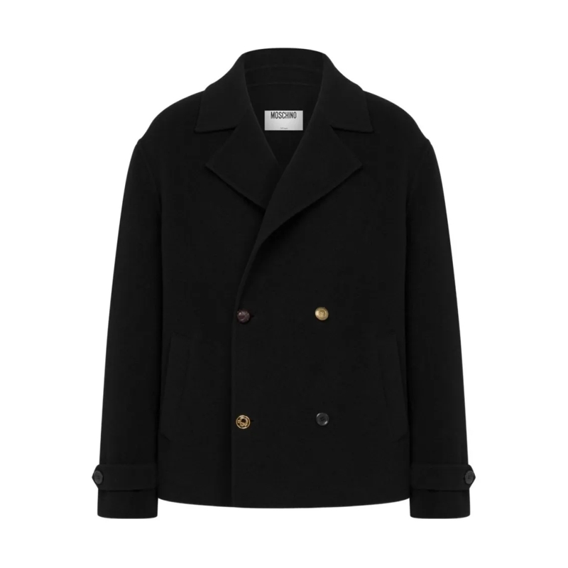 Moschino Blazer Double-Breasted Black Jacket With Wide Lapels Black