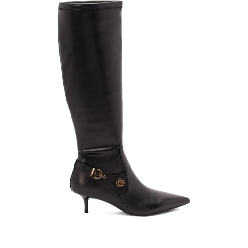 Pinko Bottes Knee-High Black Boots With Pointed Toe Black