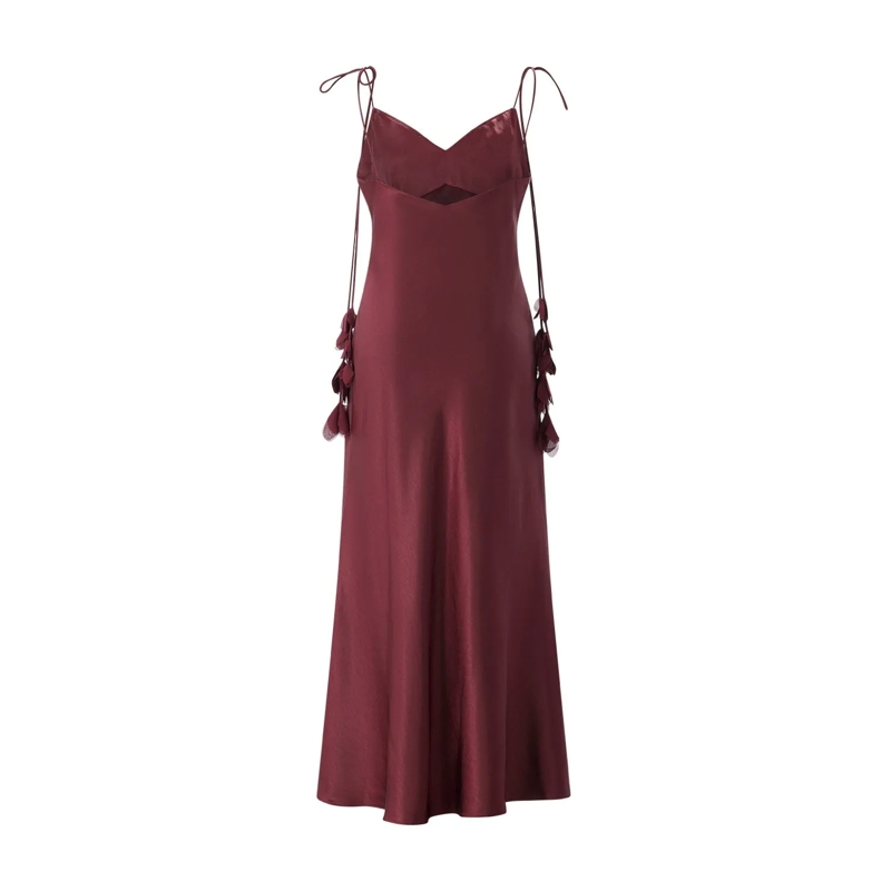 Self Portrait Robe longue Burgundy Sleeveless Maxi Dress Black(Image 3)