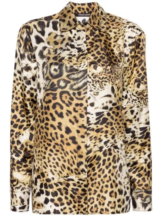 Roberto Cavalli - Multicolour Jaguar Shirt - Größe 46 - brown