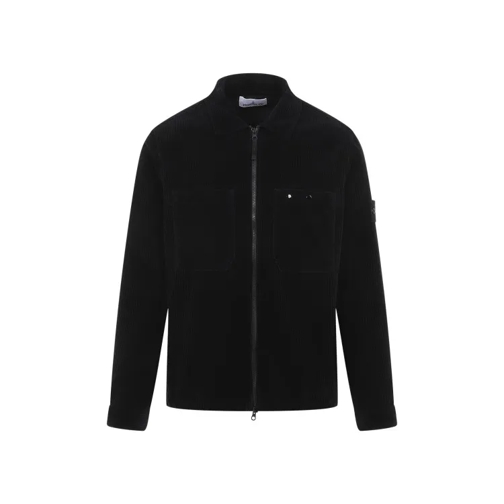 Stone Island Navy Blue Cotton Overshirt Blue Übergangsjacke