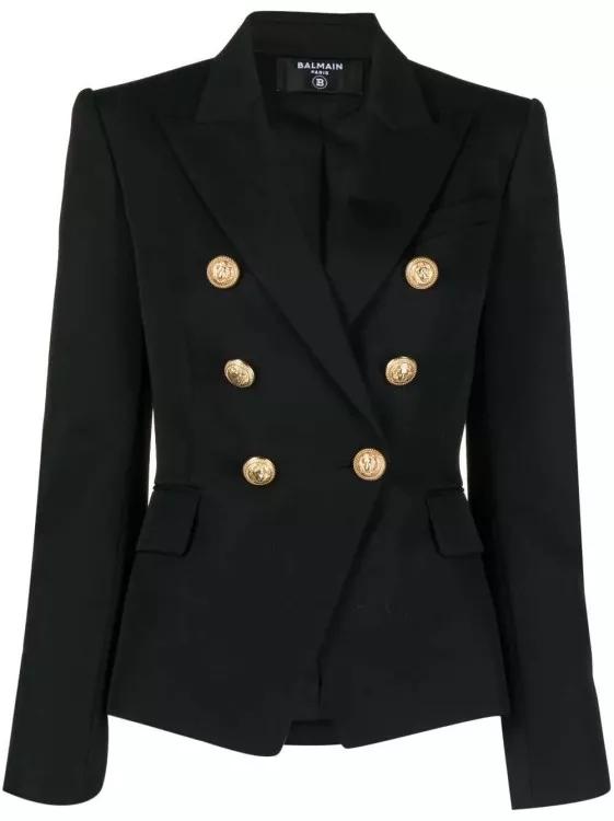 Balmain - Double-Breasted Wool Blazer - Größe 36 - black