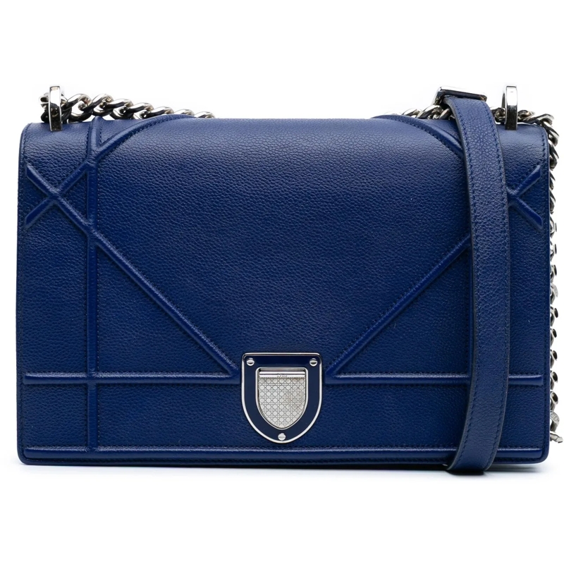 Christian Dior Schultertasche Medium Grained Calfskin Diorama Flap blau
