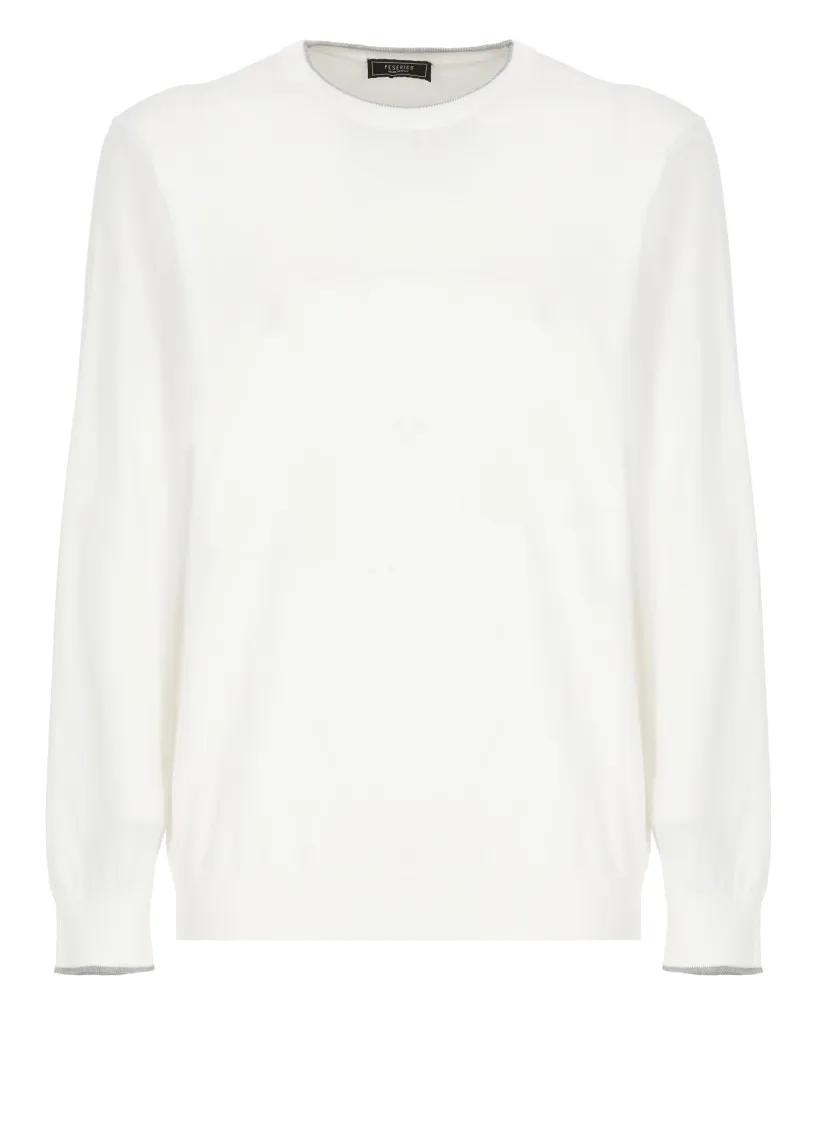 Thumbnail - Peserico - White Cotton Sweater - Größe 52 - weiß