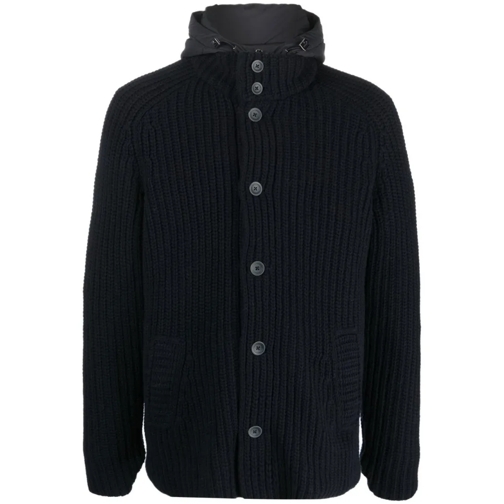 Herno Overgangsjas Chunky Knit Hooded Jacket Blue