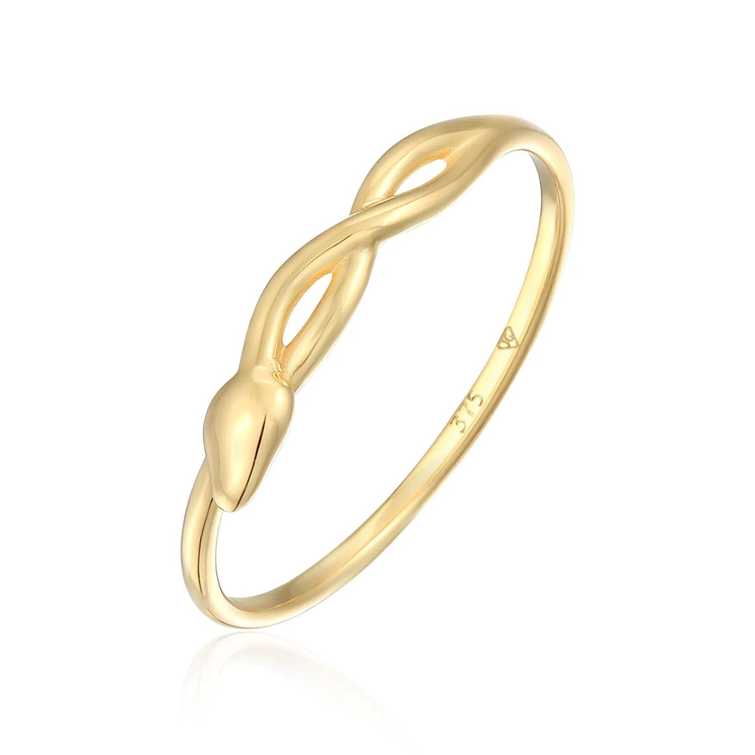 Elli Ringe - Ring Schlange Infinity 375 Gelbgold - Gr. 52 MM - in Gold - für Damen