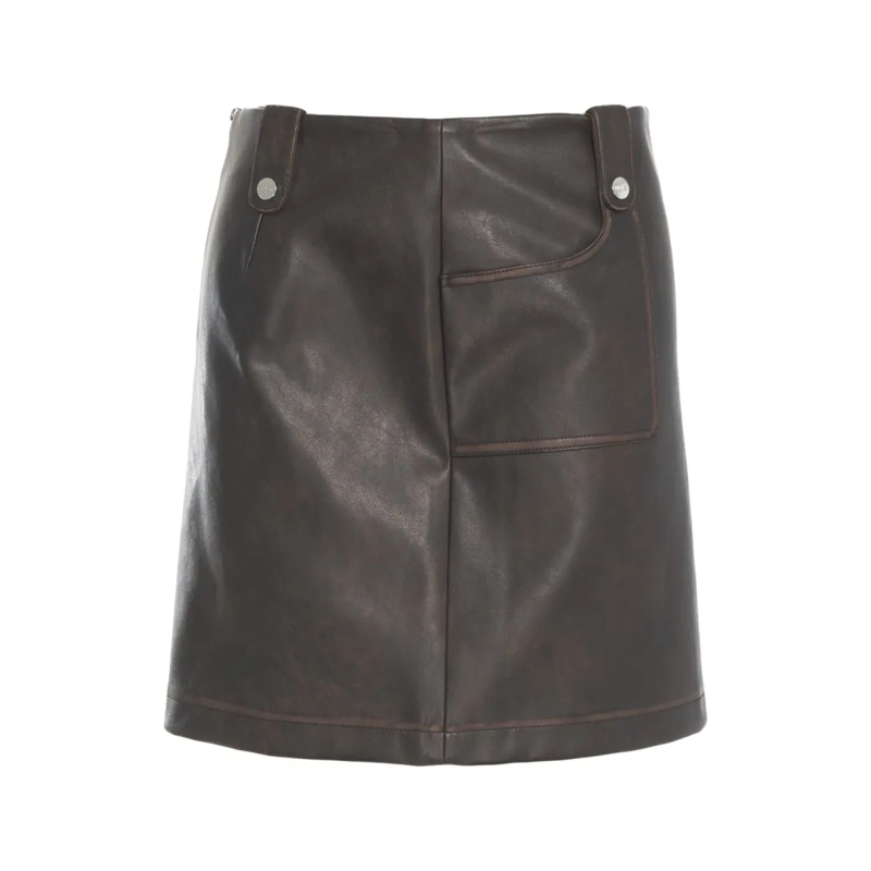 LIU JO Minirock Faux Leather Mini Skirt With Metallic Button Accen Brown