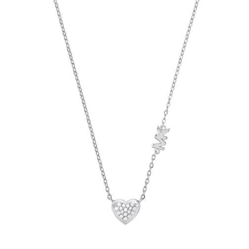 Michael Kors Sterling Silver Pavé Heart Pendant Necklace Silver Korte Halsketting