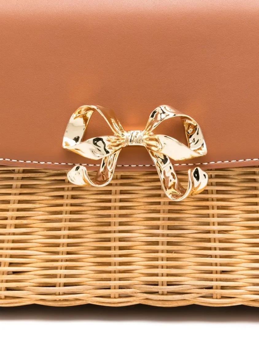 Self Portrait Brown Foldover Top Bag With Chain-Link Strap
