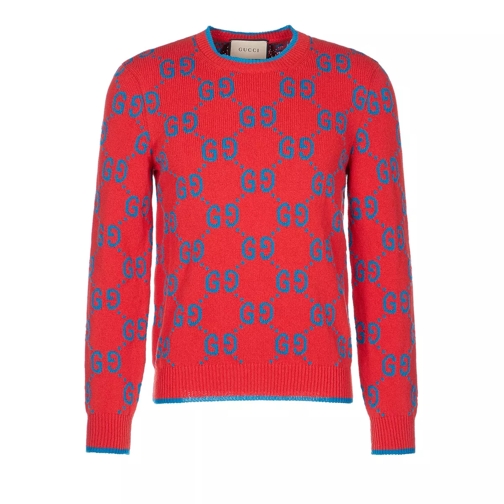 Gucci Crewneck Moved Cotton GG 6431 red/blue Pullover