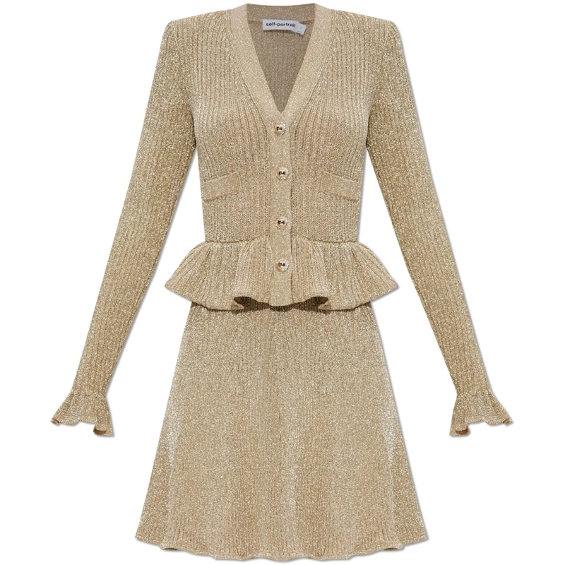 Self Portrait Robe midi dress gold gold