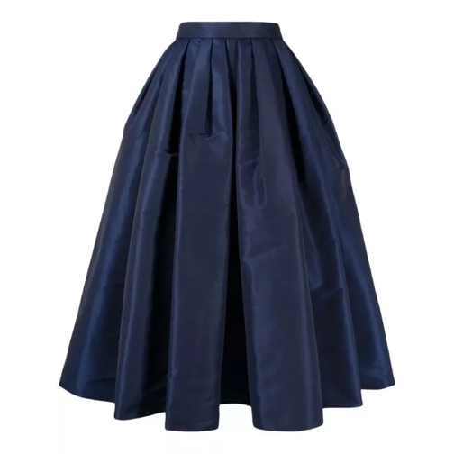Alexander McQueen Pleated Navy Blue Midi Skirt Blue 