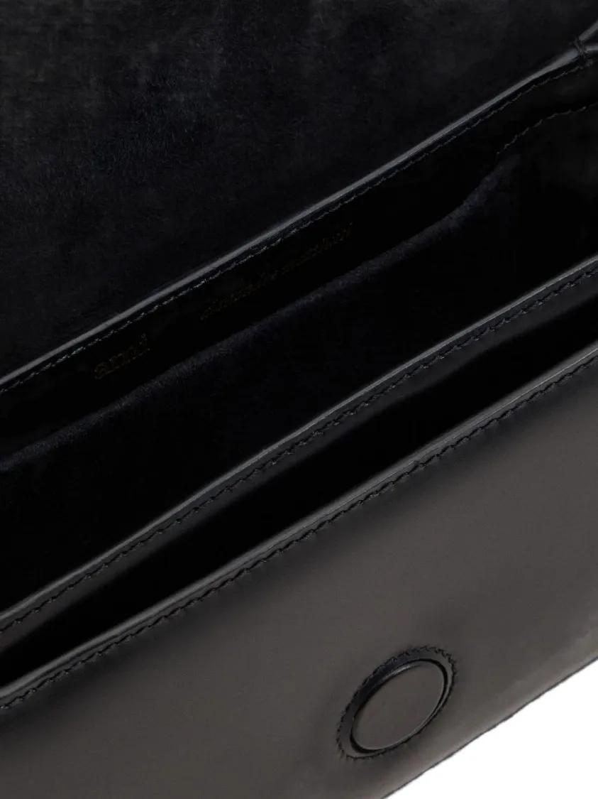 Ami Paris Zwarte Leren Schoudertas met Gouden Hardware Black Dames