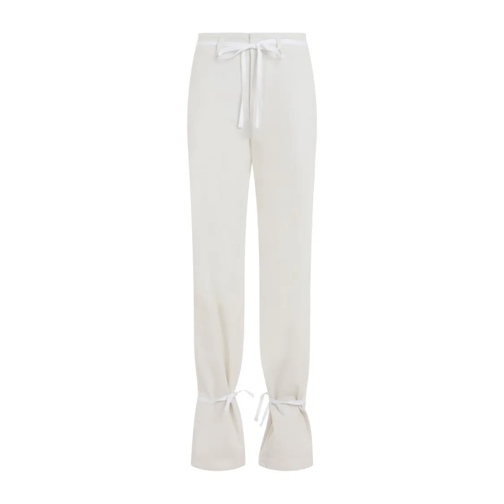 Lemaire  Chalk White Cotton Straight Pants With Strings White