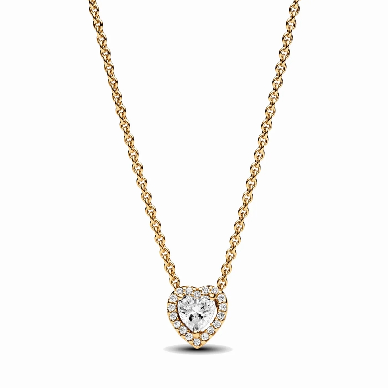 Pandora Collier moyen Heart 14k gold-plated collier with clear cubic zir Clear