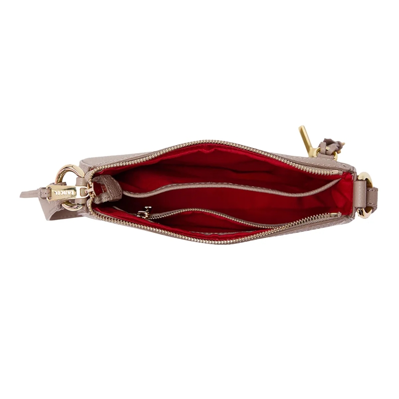 Lancel Crossbody Bag Faubourg Grained Cowhide Leather - Mini Top Zip Ba Greige(Image 5)