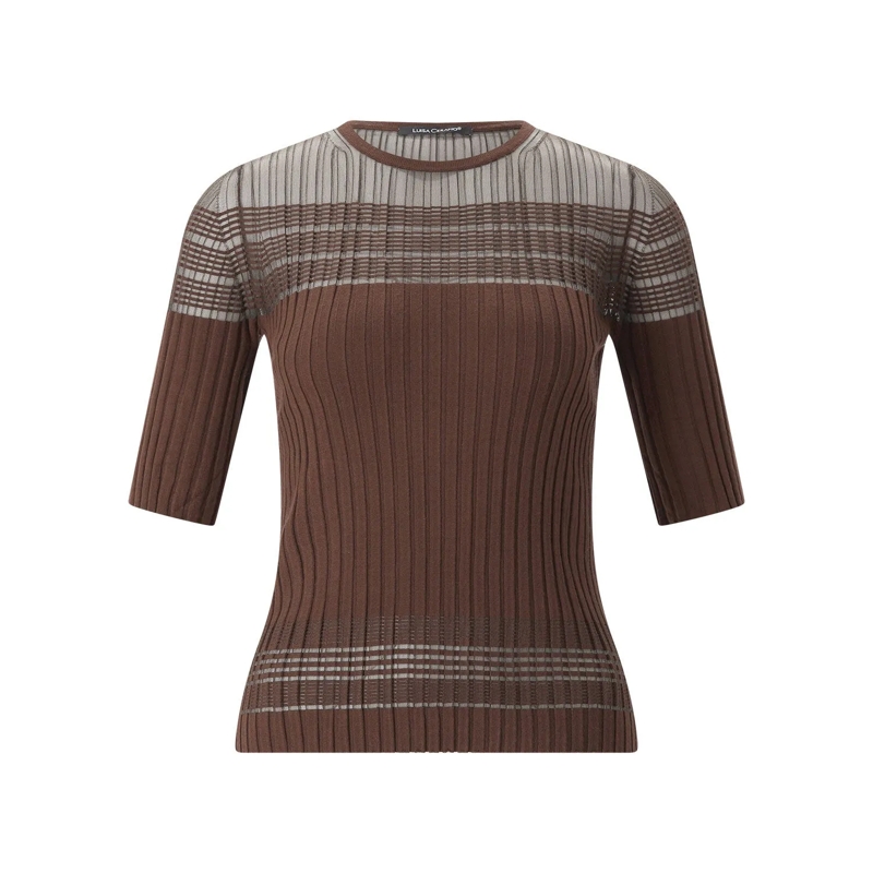 Luisa Cerano Pull Kurarmpullover aus Feinstrick braun