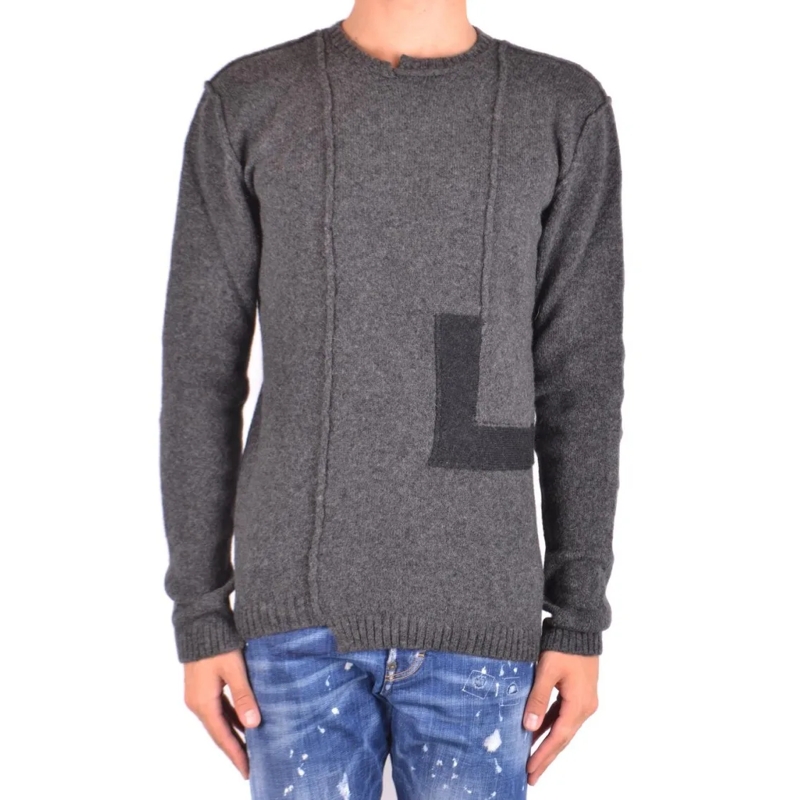 Isabel Benenato Trui Textured Knit Sweater With Vertical Seam Details Grey