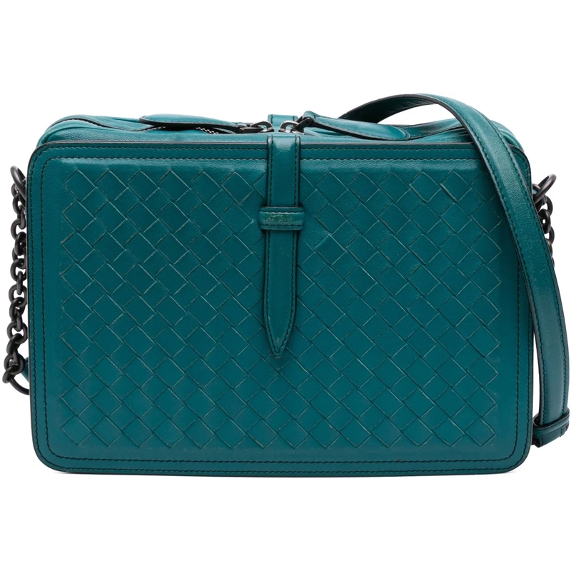 Bottega Veneta Sac à bandoulière Nappa Intrecciato Belt Flap Camera Bag blau