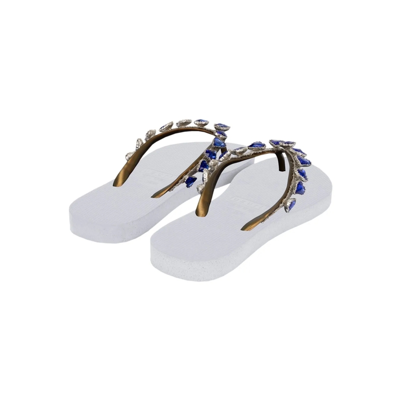 UZURII Flip Flops Zehentrenner Heart Blue weiss(Image 2)