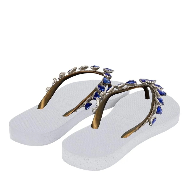 UZURII Flip Flops Zehentrenner Heart Blue weiss(Image 2)
