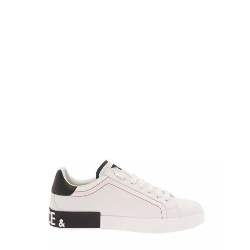 Dolce&Gabbana Portofino' White Low Top Sneakers With Patch Logo  White Low-Top Sneaker