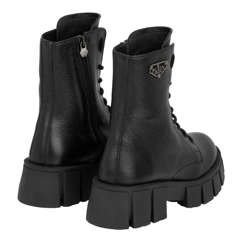Philipp Plein Schnürstiefel Stiefel Niedrig Flach Logo schwarz(Image 3)