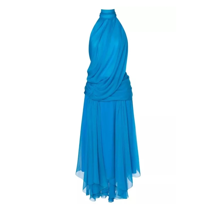 Alberta Ferretti Kleid Soft Drapes Blue Dresses Blue