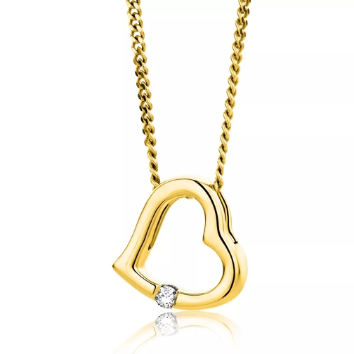 DIAMADA 18KT 0.01ct Diamond Heart Necklace Yellow Gold Short Necklace