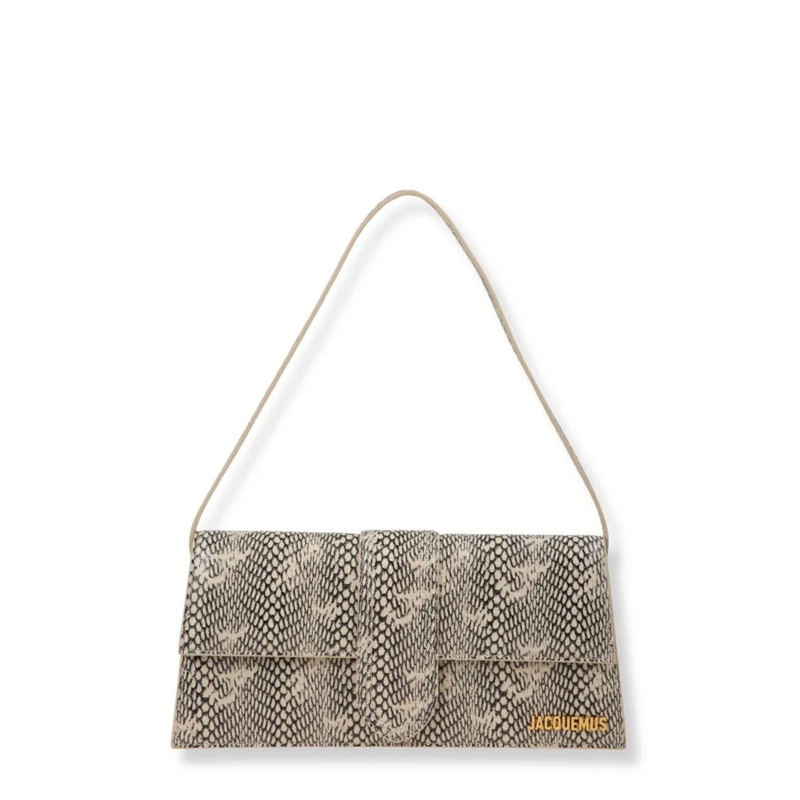 Jacquemus Sac à bandoulière Le Bambino Long Python-Effect Bag Neutrals