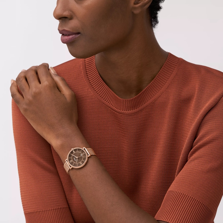 Fossil rose shop gold mesh watch