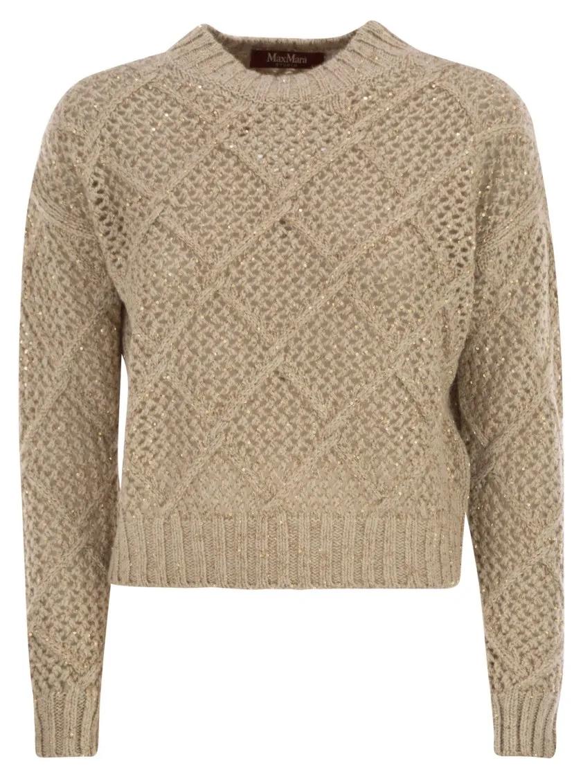 Max Mara - Ellade - Boxy Wool And Cashmere Jumper With Sequin - Größe M - pink