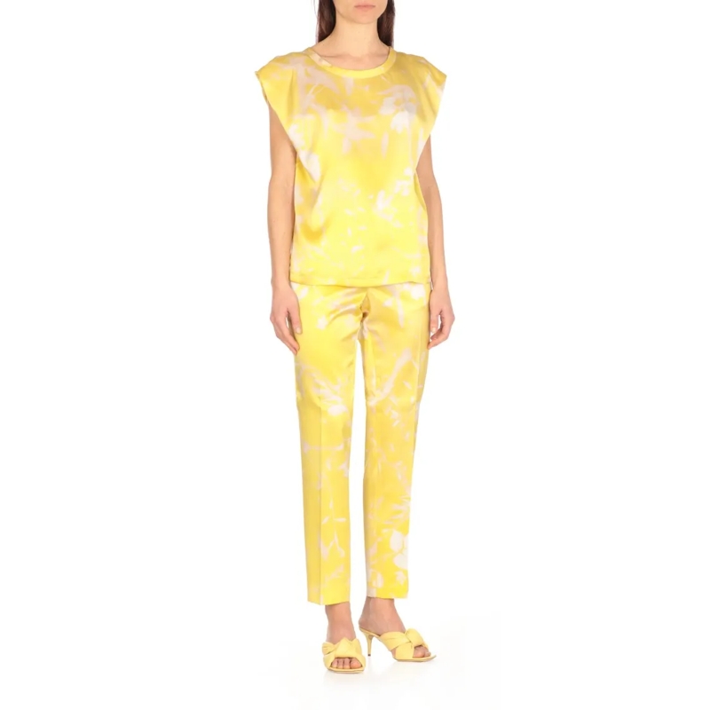 Fabiana Filippi T-Shirt Sleeveless Silk Top With Contrasting Color Pattern Yellow (Image 3)