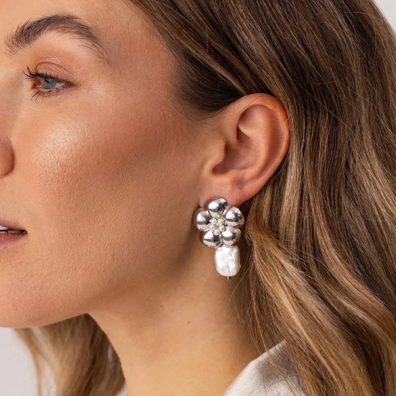 Purelei Ohrstecker Ohrringe Floral Pearly silber(Image 3)