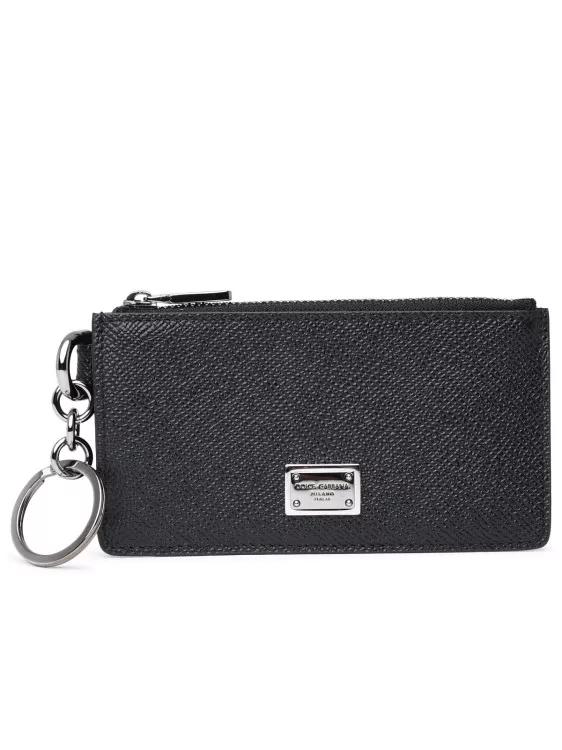 Dolce&Gabbana Portemonnaies - Black Leather Card Holder - Gr. unisize - in Schwarz - für Damen