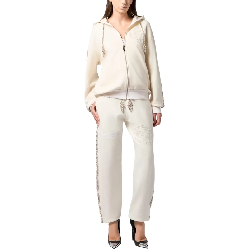 Philipp Plein Jogginghose Washed Joggers Tennis Club Crystals weiss(Image 4)