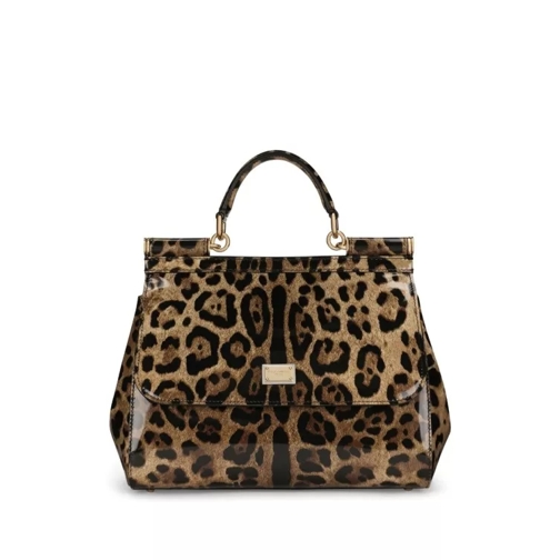 Dolce&Gabbana Medium Sicily Leopard-Print Shoulder Bag Brown Schultertasche