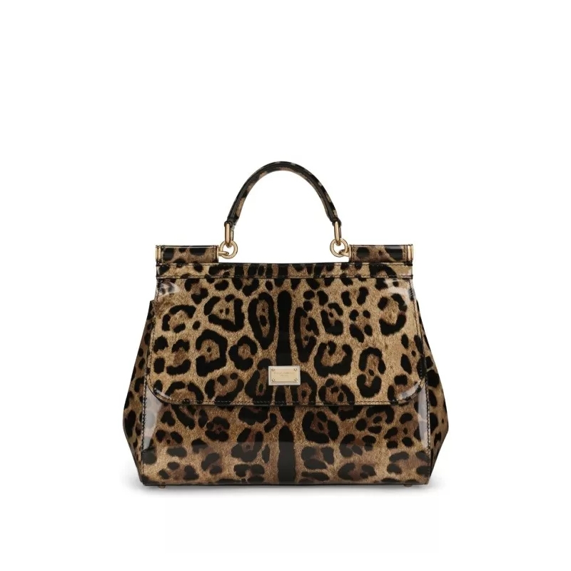 Dolce&Gabbana Satchel Medium Sicily Leopard-Print Shoulder Bag Brown