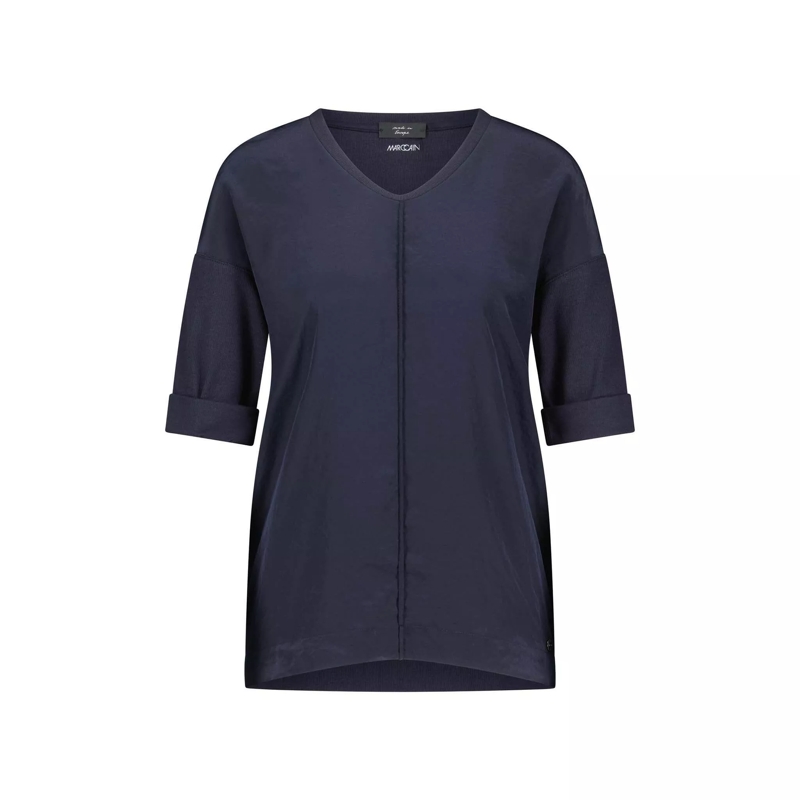 Marc Cain Chemisier Blusenshirt aus Baumwoll-Mix Dunkelblau