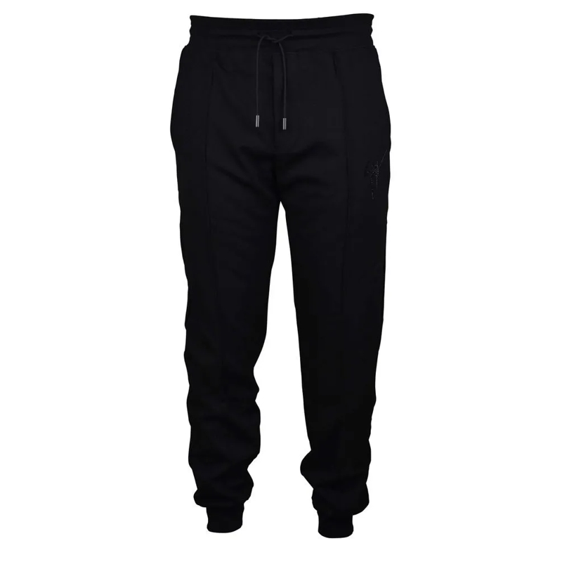 Giuseppe Zanotti Jogginghose Versatile Black Jogging Pants With Rhinestone Deta Black